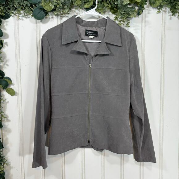 Vintage Dawn Joy Gray Suede Suit Skirt‎ Set size 10 Retro Work Business School - Picture 2 of 14